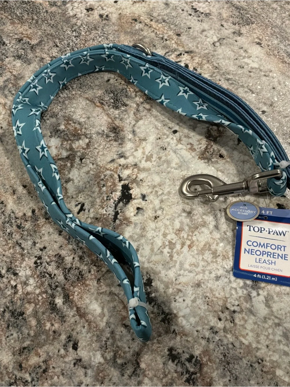 Top Paw Teal STARS Comfort Neoprene Dog Leash New 4 ft